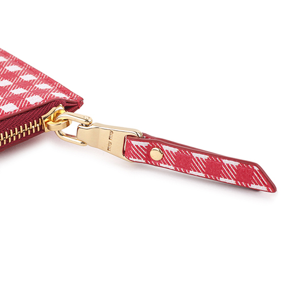 Miu Miu Card Case Madras Vichy Red White - Picture 9 of 9